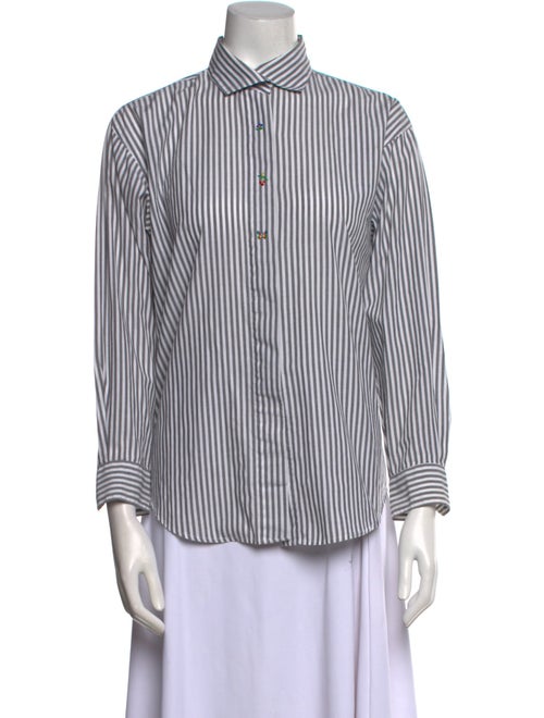 Diane von Furstenberg Striped Long Sleeve Button-Up Top