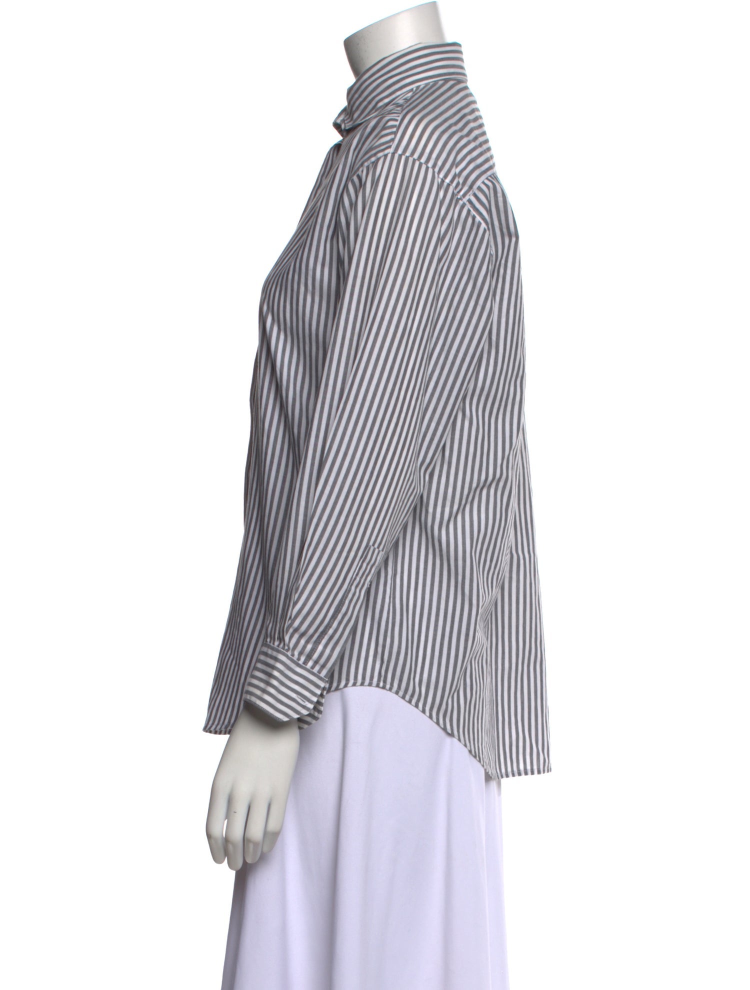 Diane von Furstenberg Striped Long Sleeve Button-Up Top