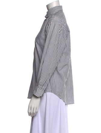 Diane von Furstenberg Striped Long Sleeve Button-Up Top