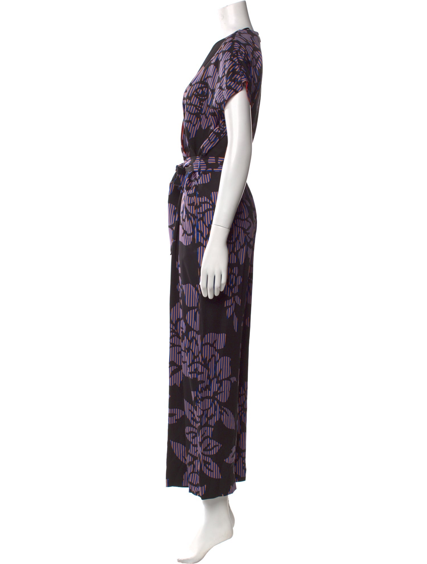 Diane von Furstenberg Floral Print V-Neck Jumpsuit