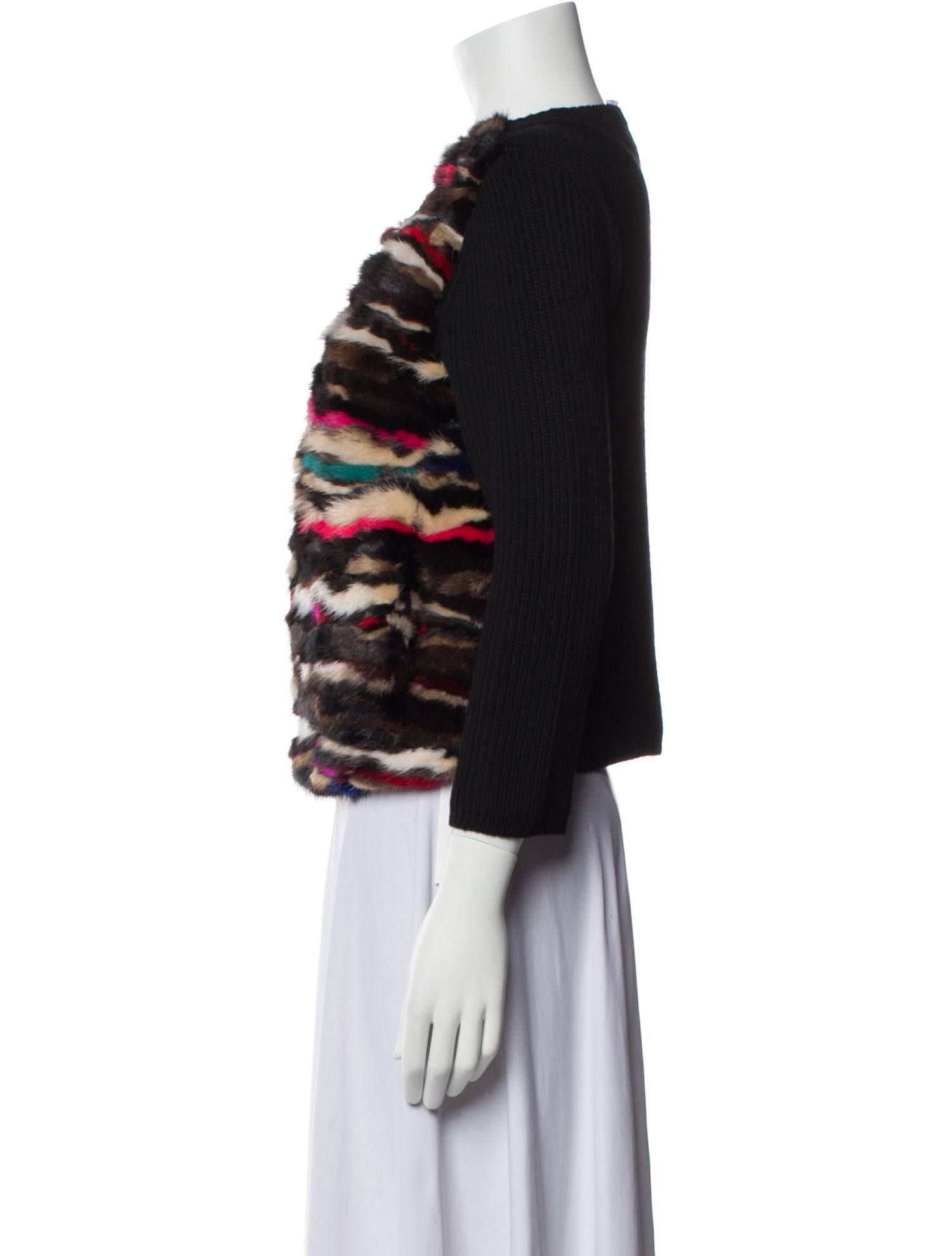 Diane von Furstenberg Wool Striped Fur Jacket