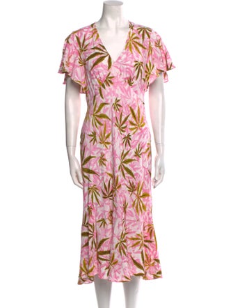 Diane von Furstenberg Floral Print Midi Length Dress