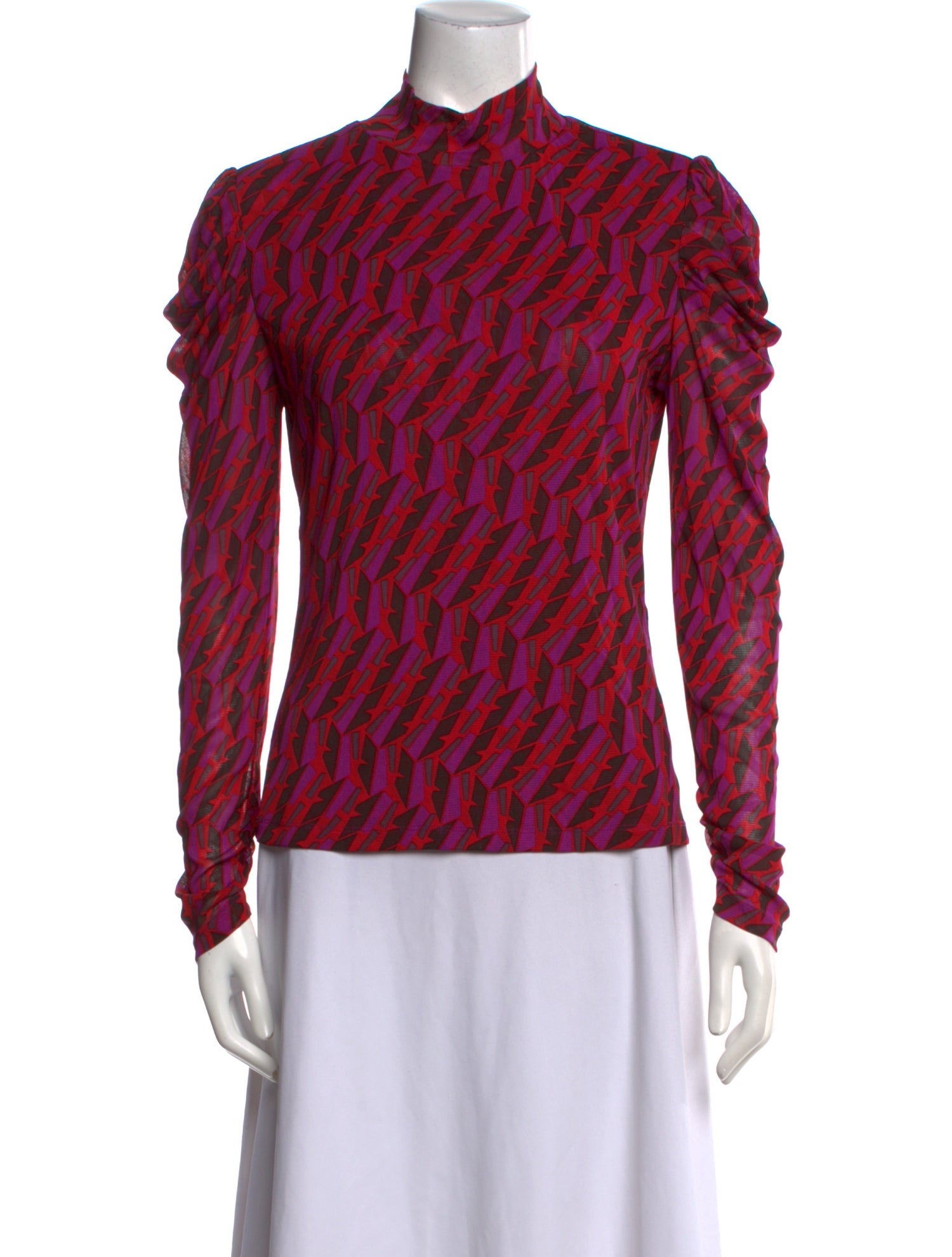 Diane von Furstenberg Printed Mock Neck Top