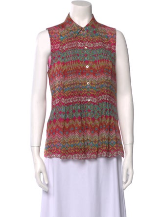 Diane von Furstenberg Silk Printed Button-Up Top