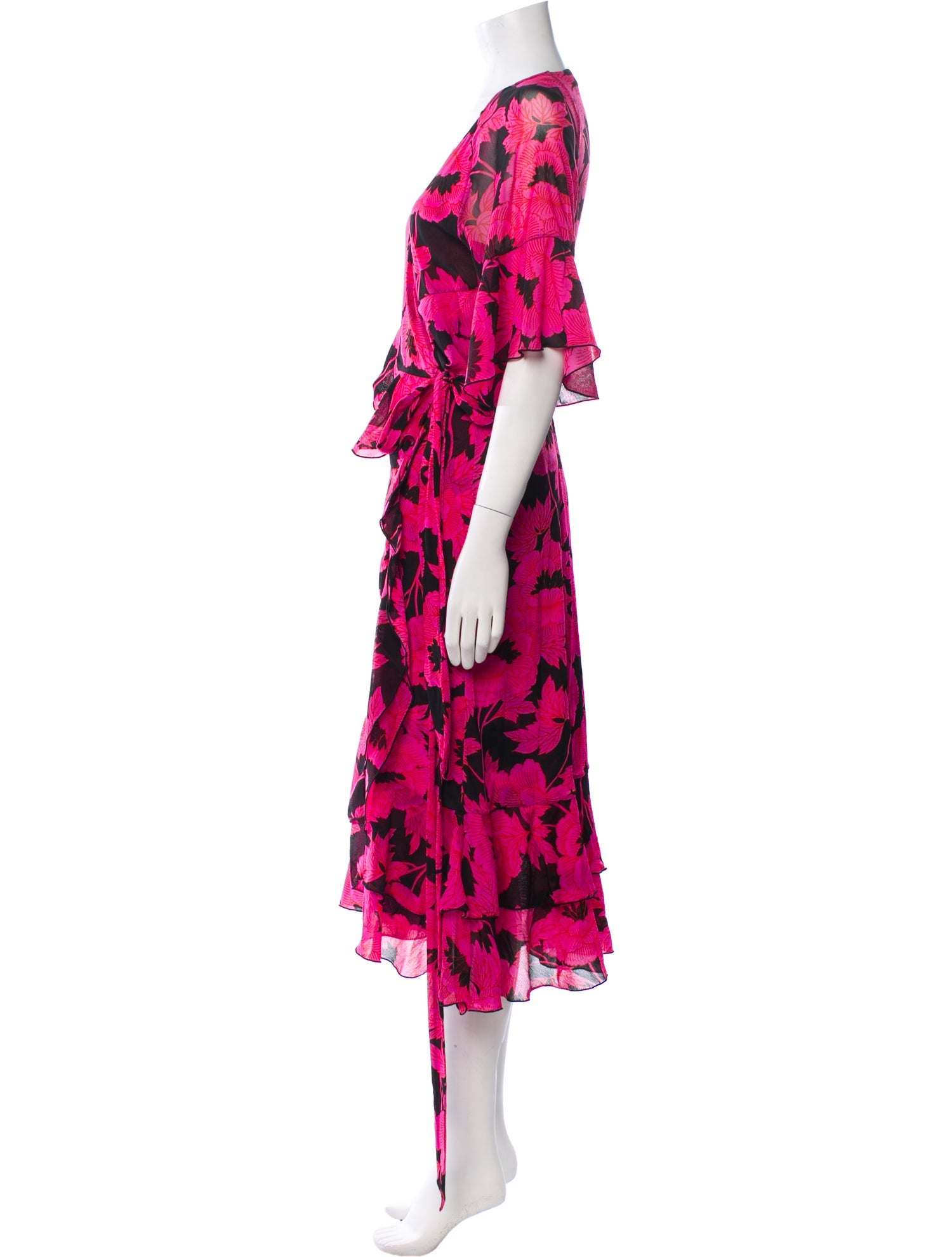 Diane von Furstenberg Floral Print Midi Length Dress
