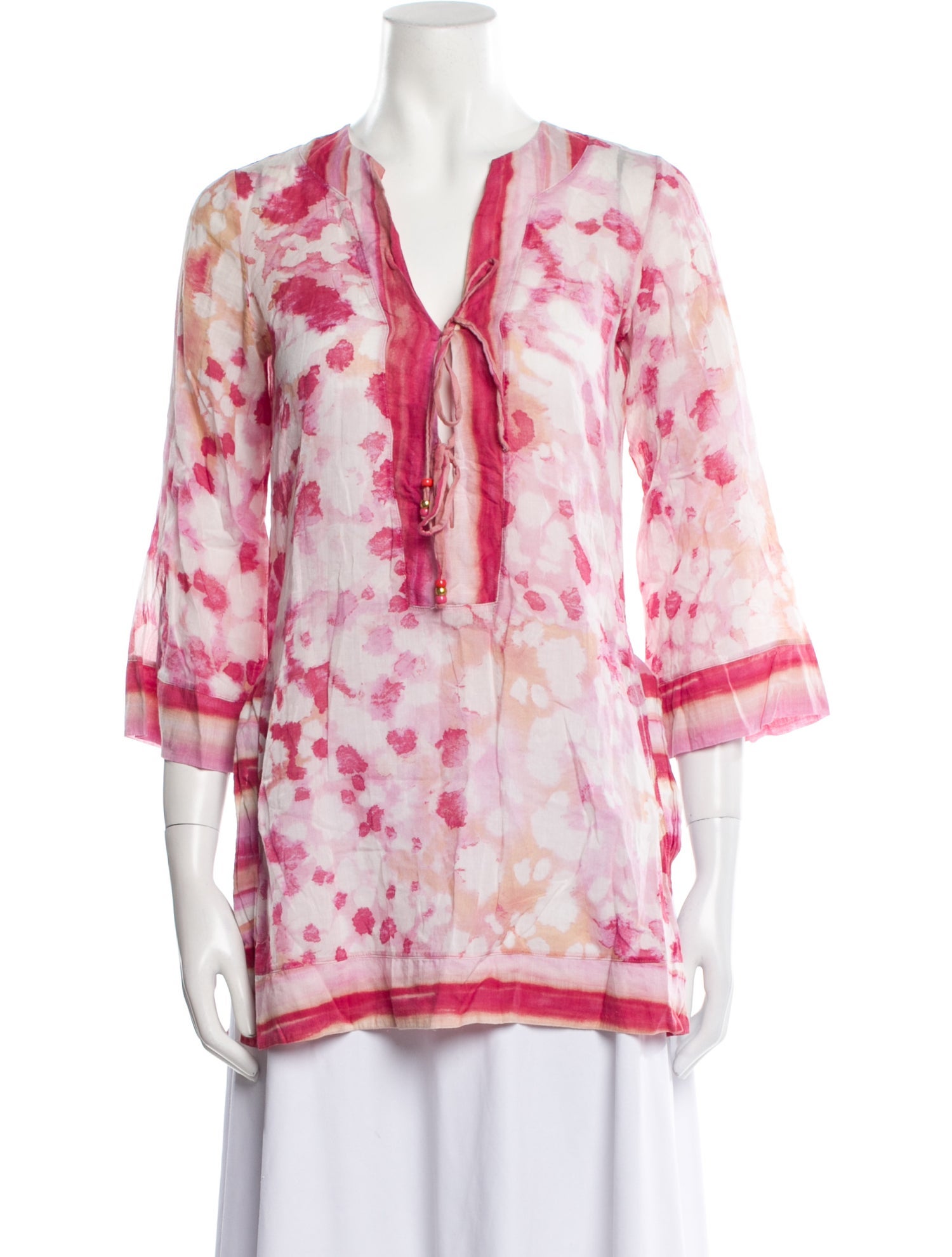 Diane von Furstenberg Floral Print V-Neck Tunic