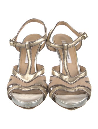 Diane von Furstenberg Leather T-Strap Sandals