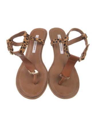 Diane von Furstenberg Leather T-Strap Sandals