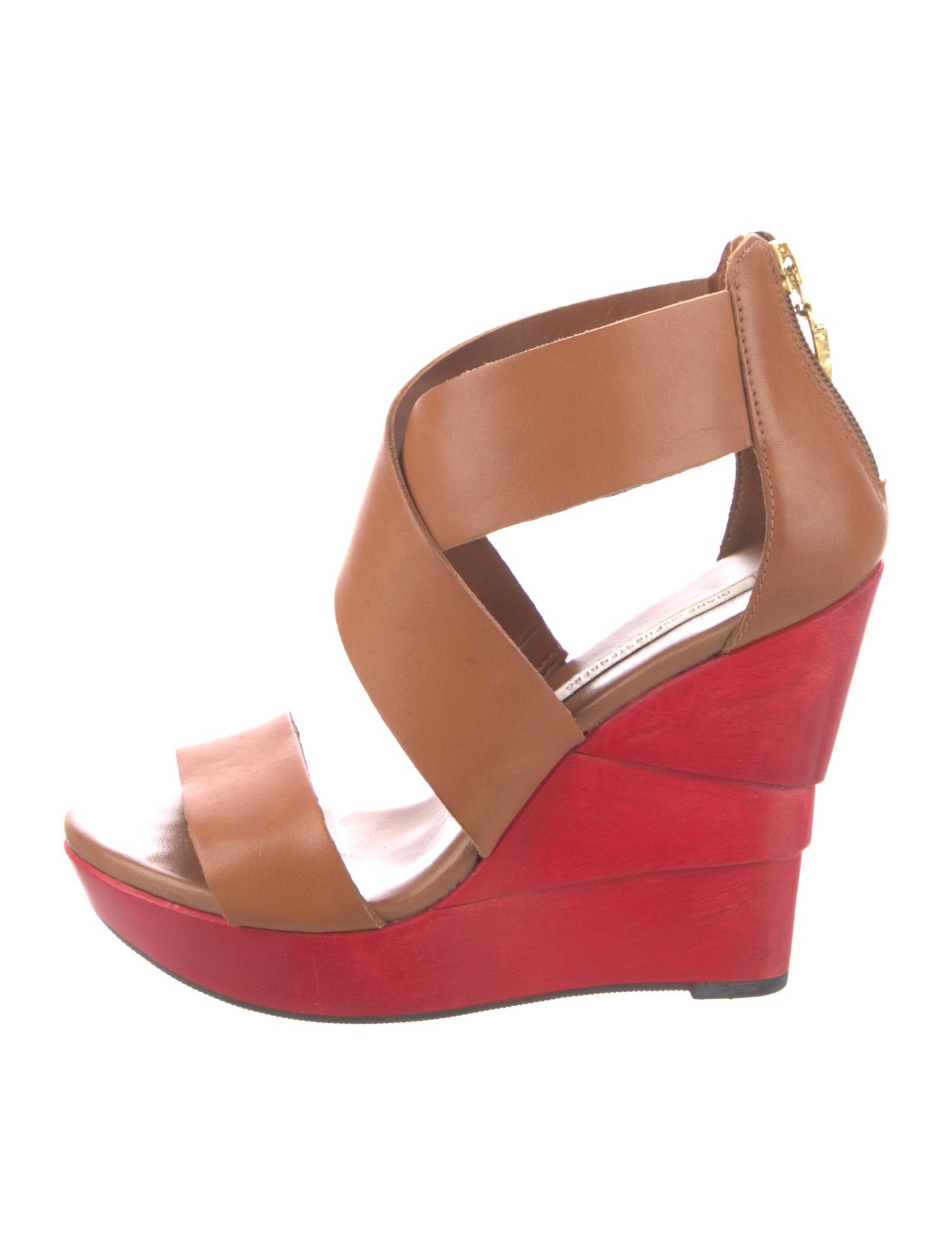 Diane von Furstenberg Leather Colorblock Pattern Sandals