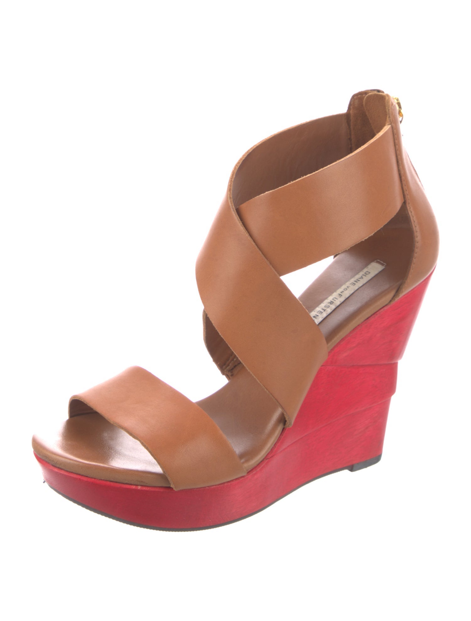 Diane von Furstenberg Leather Colorblock Pattern Sandals