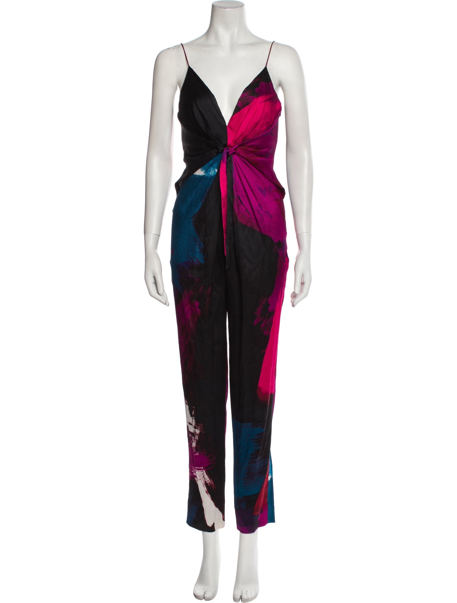 Diane von Furstenberg Silk Colorblock Pattern Jumpsuit w/ Tags