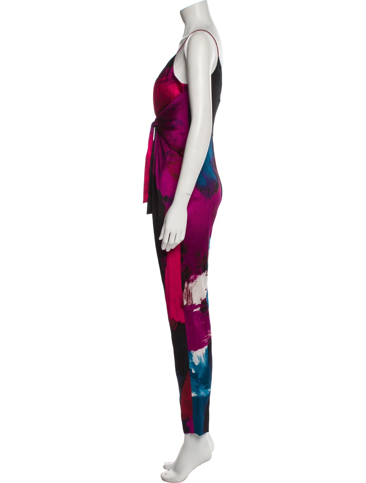 Diane von Furstenberg Silk Colorblock Pattern Jumpsuit w/ Tags