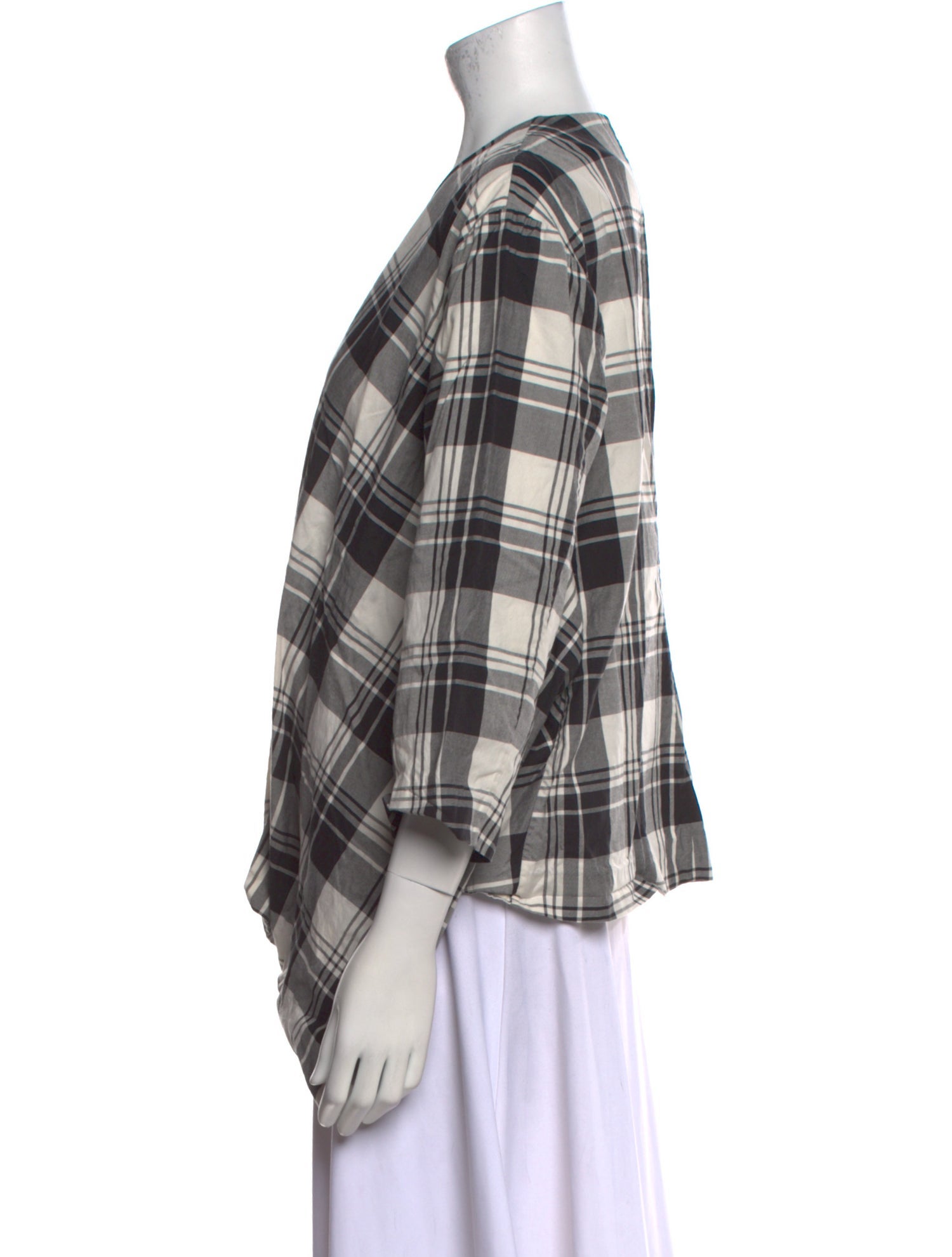 Diane von Furstenberg Plaid Print V-Neck Tunic