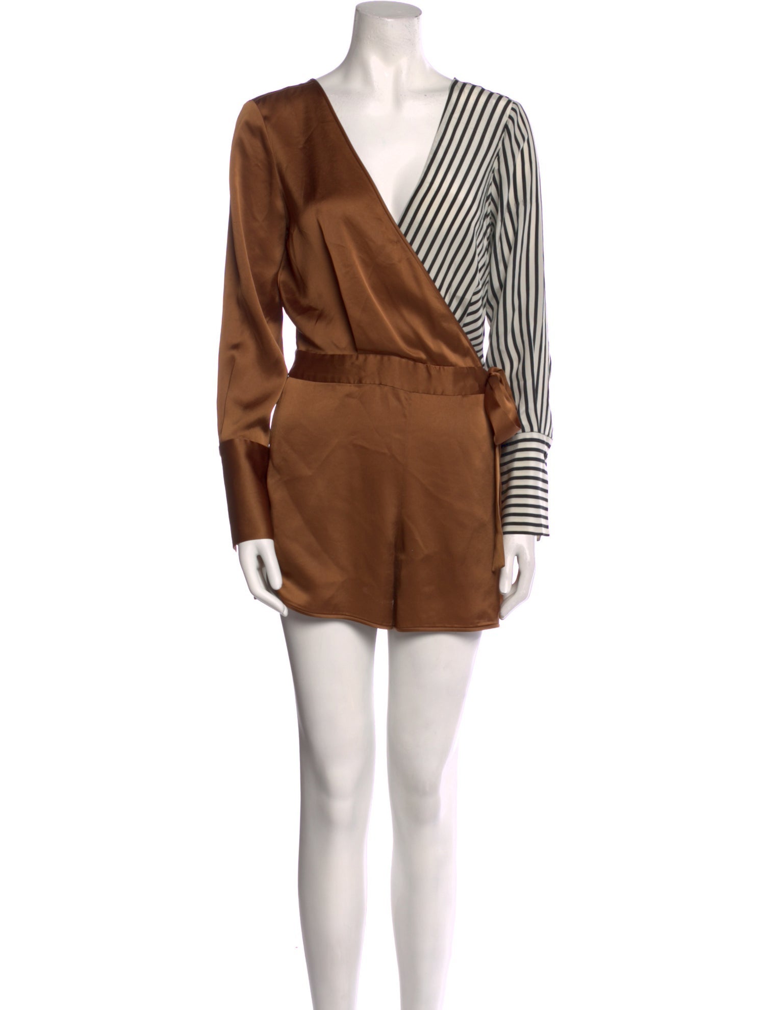 Diane von Furstenberg Striped V-Neck Romper