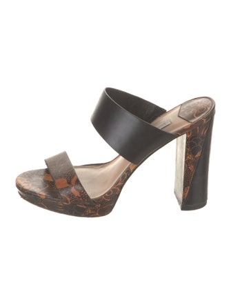 Diane von Furstenberg Leather Animal Print Slides