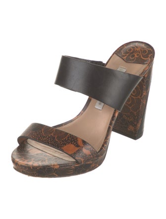 Diane von Furstenberg Leather Animal Print Slides