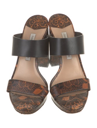 Diane von Furstenberg Leather Animal Print Slides