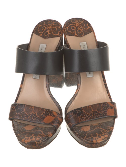 Diane von Furstenberg Leather Animal Print Slides