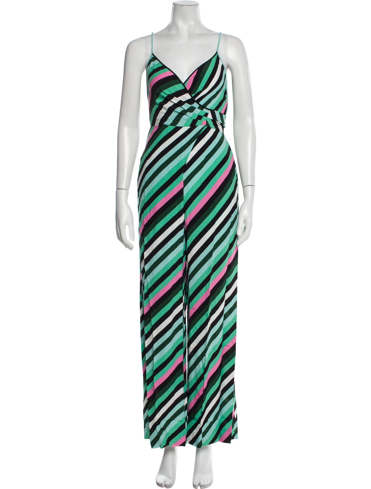 Diane von Furstenberg Striped V-Neck Jumpsuit w/ Tags