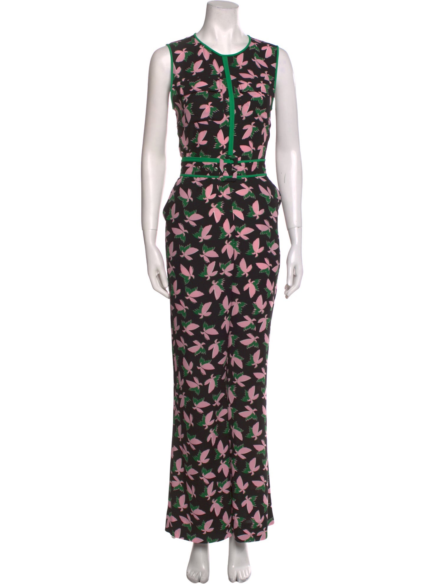Diane von Furstenberg Floral Print Crew Neck Jumpsuit