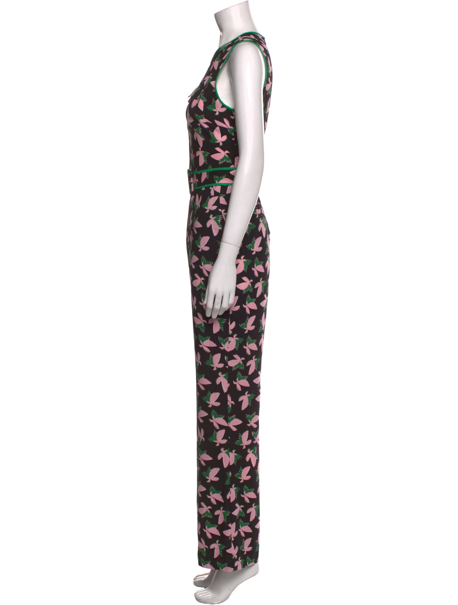 Diane von Furstenberg Floral Print Crew Neck Jumpsuit