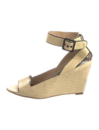 Diane von Furstenberg Straw Leather Trim Embellishment Espadrilles