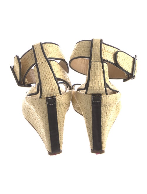 Diane von Furstenberg Straw Leather Trim Embellishment Espadrilles