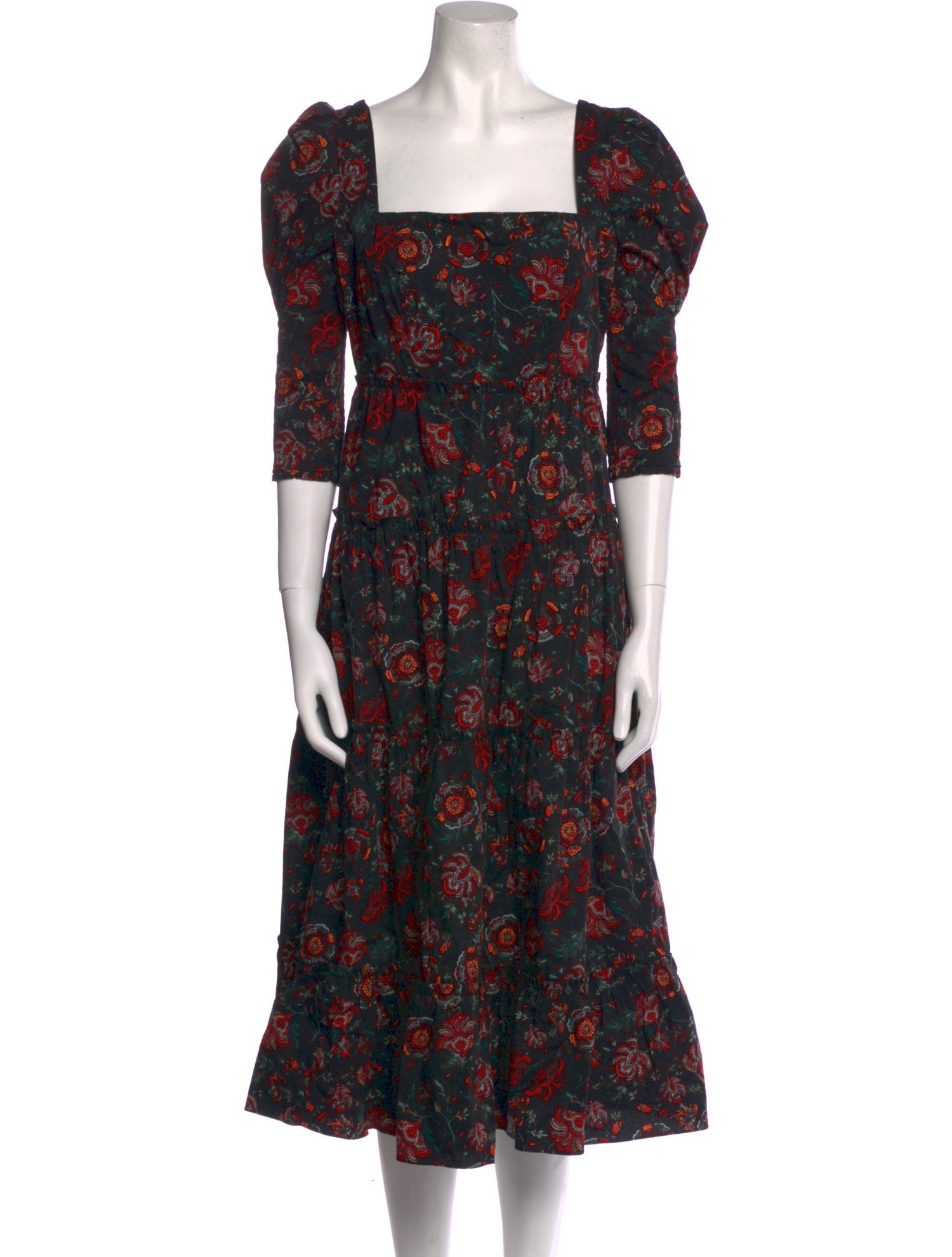 Diane von Furstenberg Floral Print Midi Length Dress
