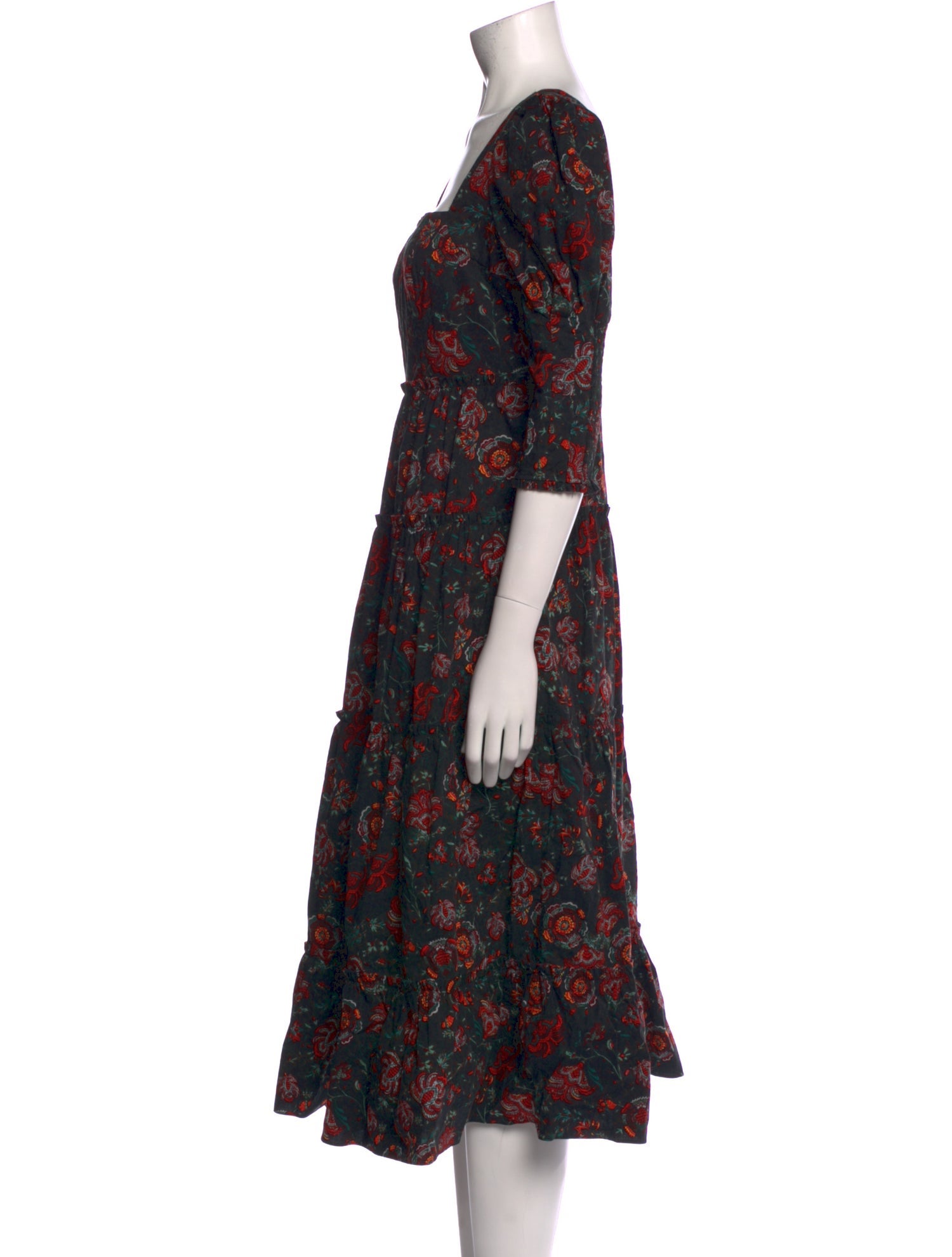 Diane von Furstenberg Floral Print Midi Length Dress