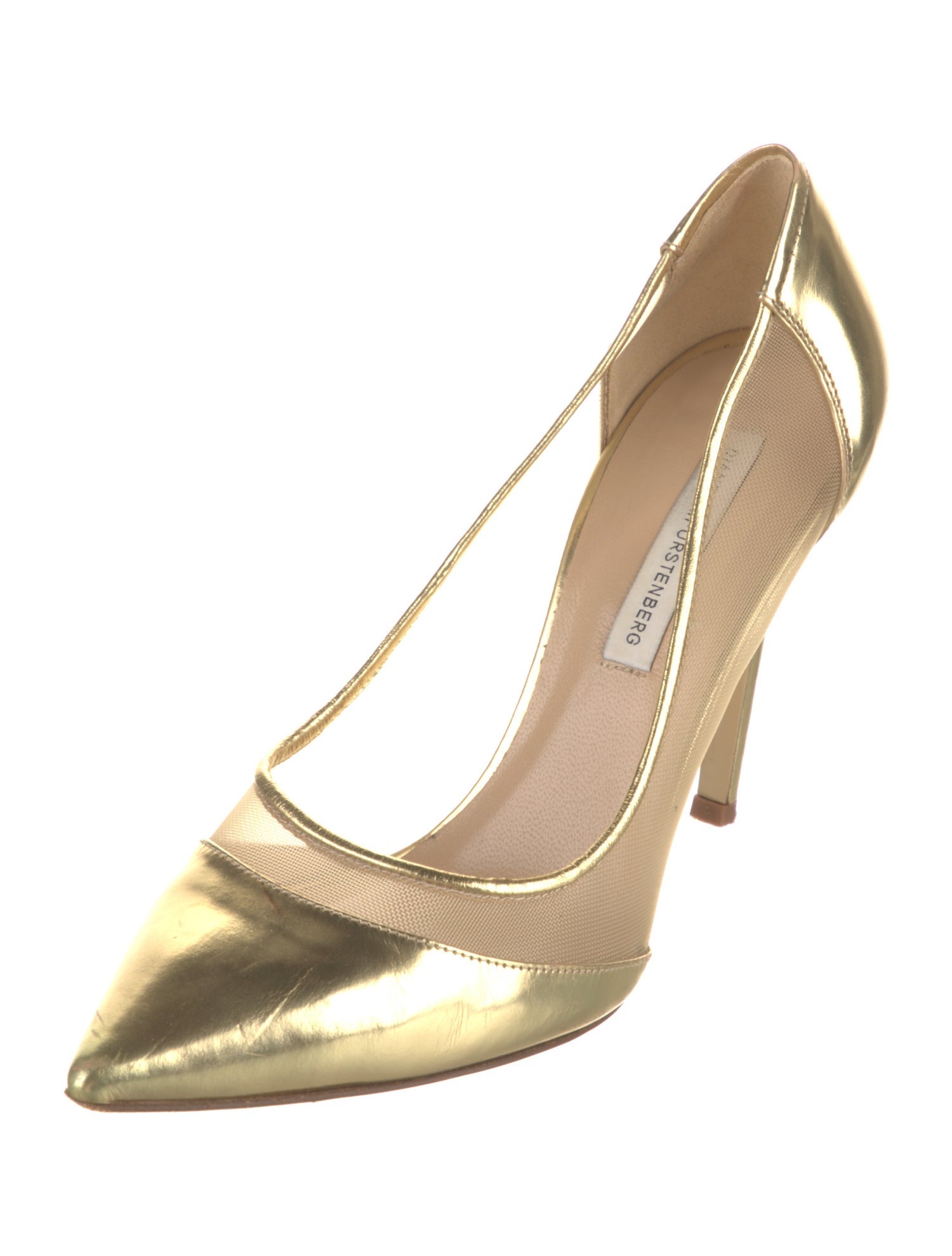 Diane von Furstenberg Leather Mesh Accents Pumps