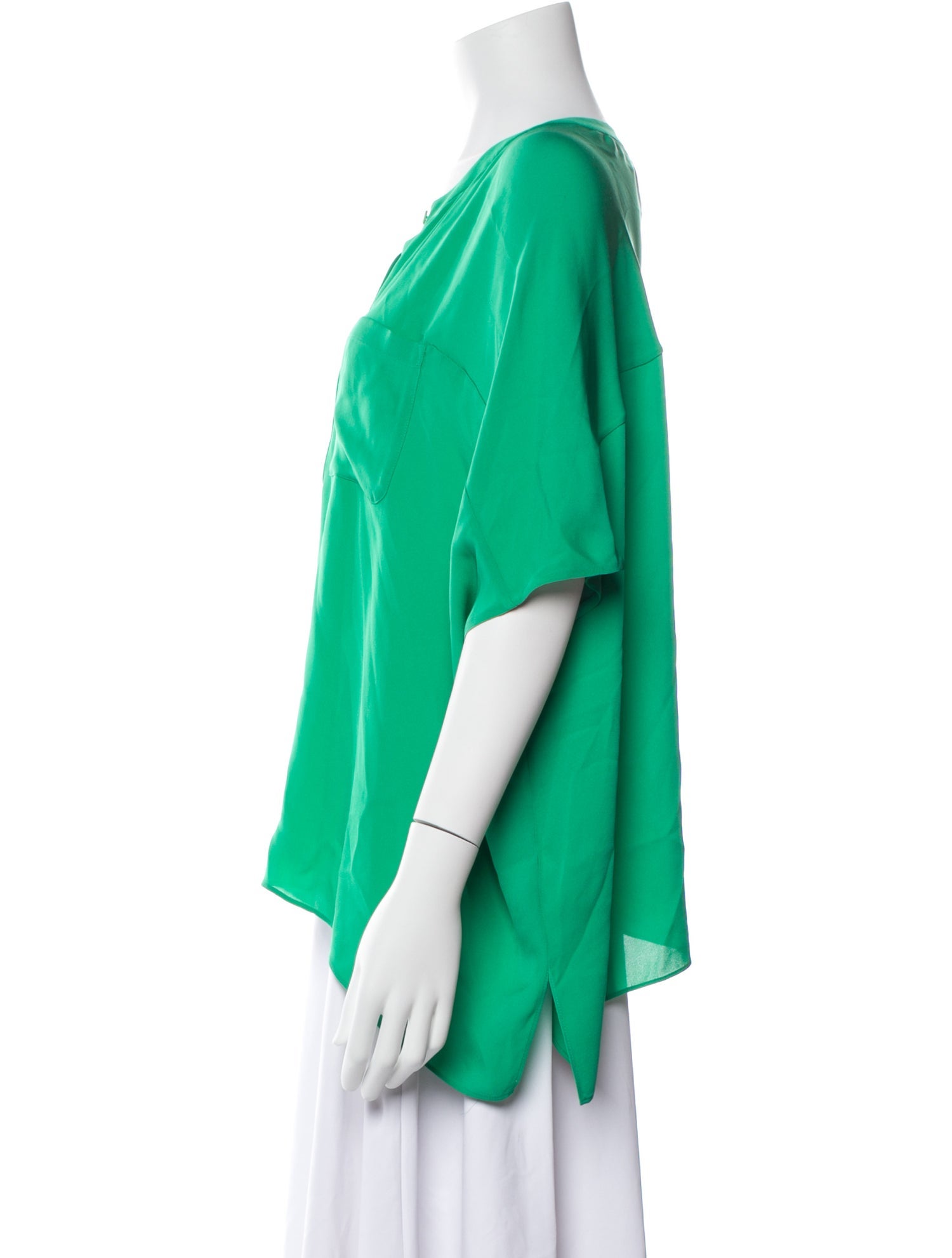 Diane von Furstenberg Silk Scoop Neck Button-Up Top