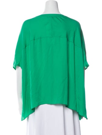 Diane von Furstenberg Silk Scoop Neck Button-Up Top