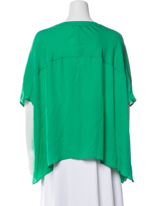 Diane von Furstenberg Silk Scoop Neck Button-Up Top
