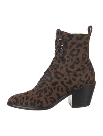 Diane von Furstenberg Ponyhair Animal Print Lace-Up Boots