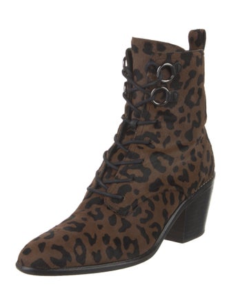 Diane von Furstenberg Ponyhair Animal Print Lace-Up Boots