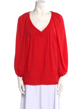 Diane von Furstenberg V-Neck Long Sleeve Blouse