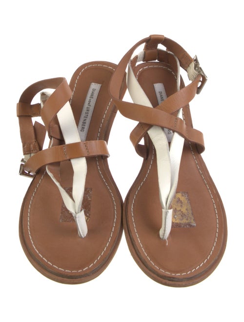 Diane von Furstenberg Leather Colorblock Pattern Slingback Sandals