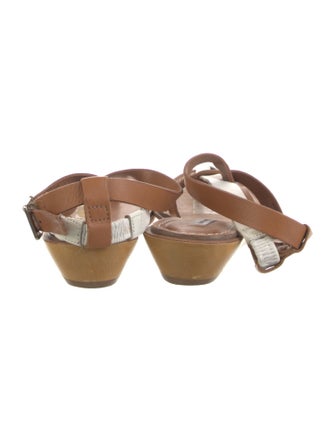 Diane von Furstenberg Leather Colorblock Pattern Slingback Sandals