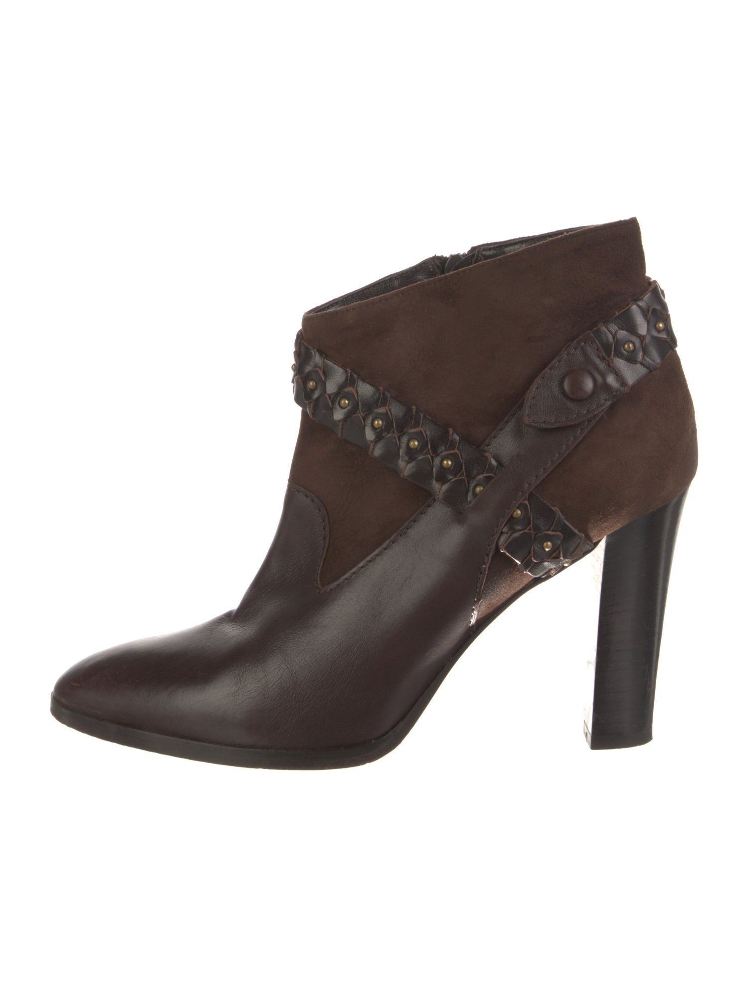 Diane von Furstenberg Leather Studded Accents Boots