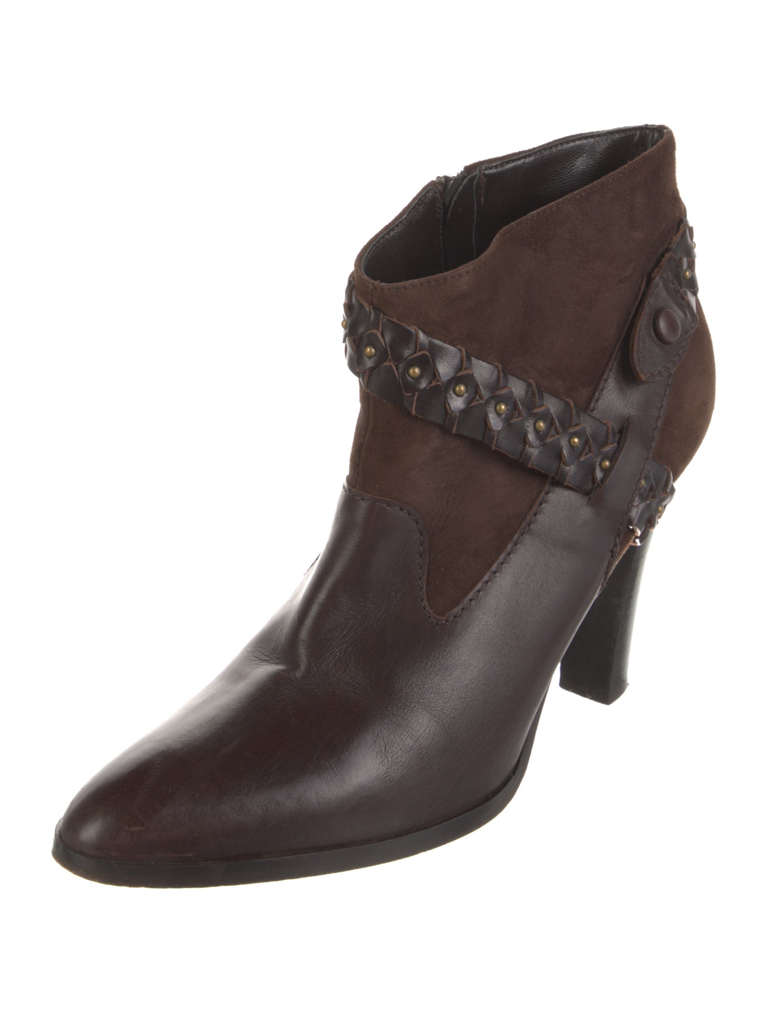 Diane von Furstenberg Leather Studded Accents Boots