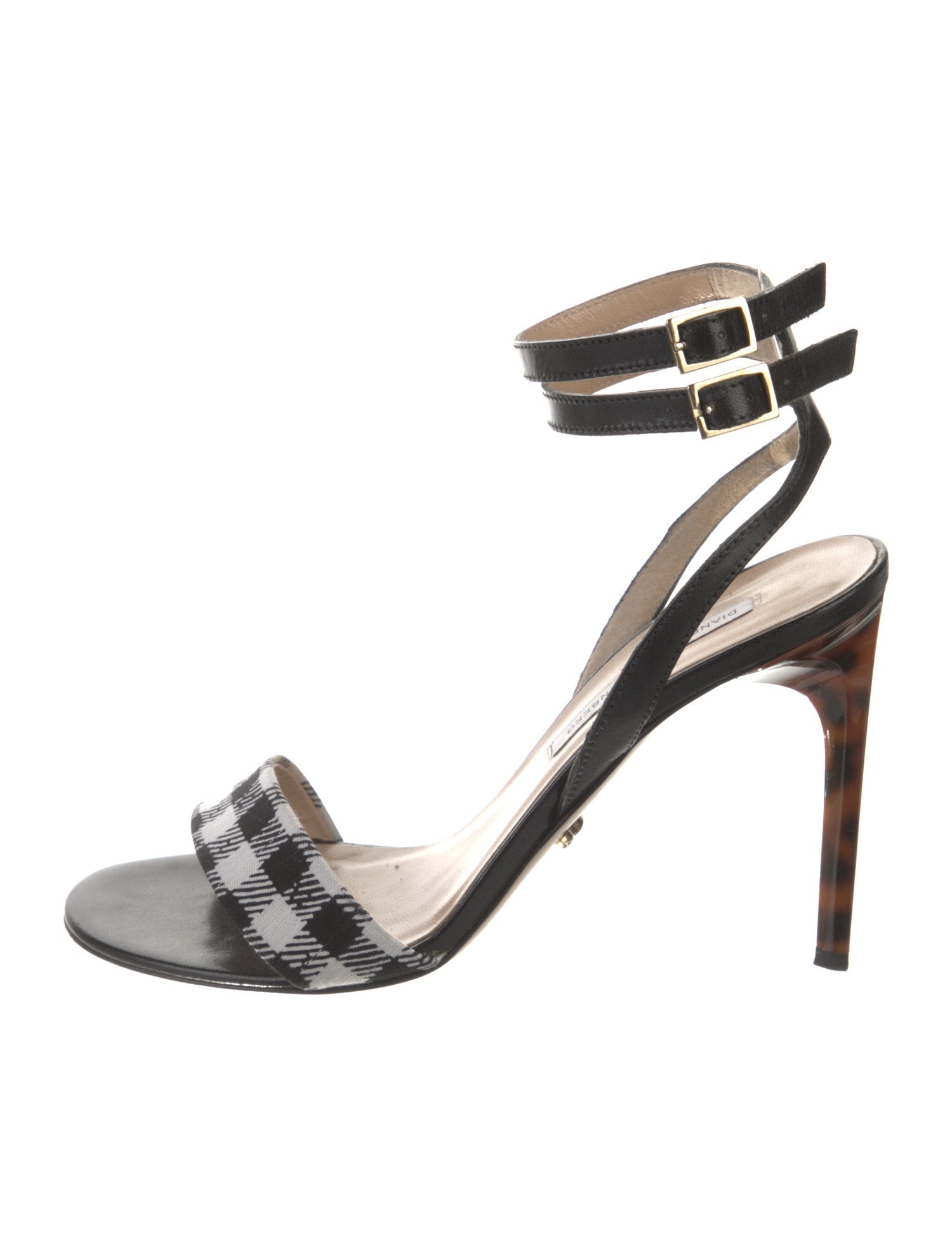 Diane von Furstenberg Leather Plaid Print Sandals