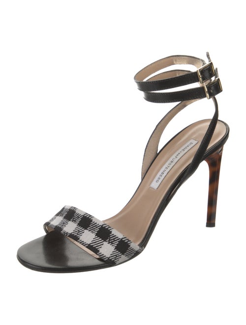 Diane von Furstenberg Leather Plaid Print Sandals