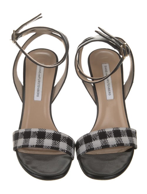 Diane von Furstenberg Leather Plaid Print Sandals