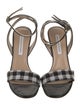 Diane von Furstenberg Leather Plaid Print Sandals