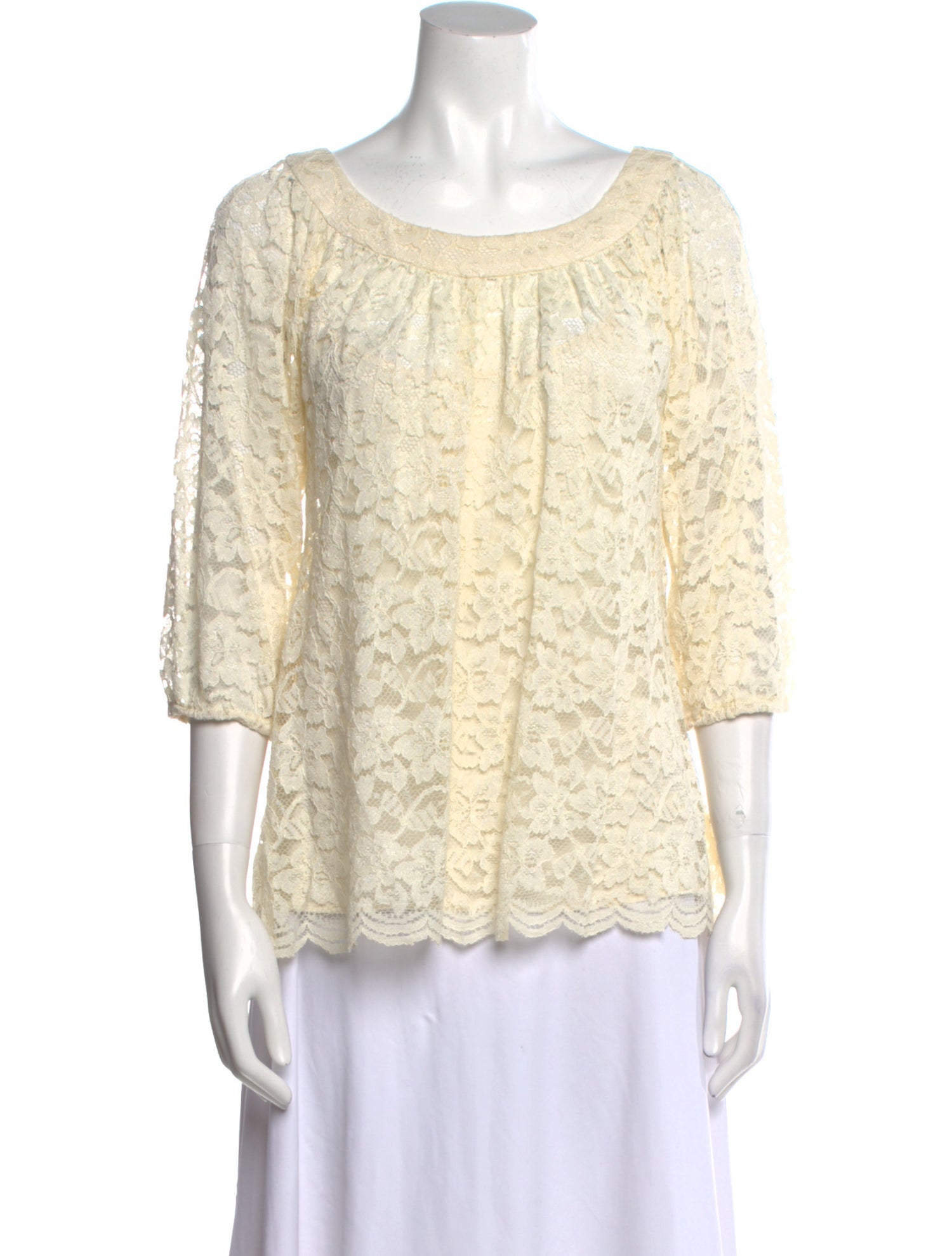 Diane von Furstenberg Lace Pattern Bateau Neckline Blouse