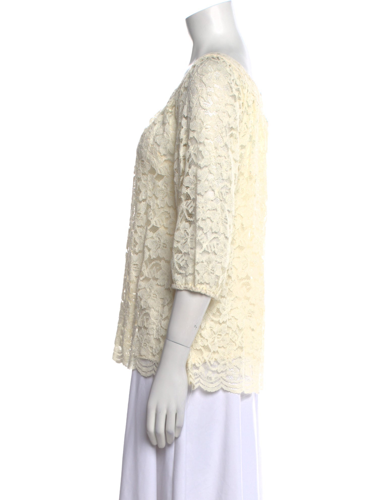Diane von Furstenberg Lace Pattern Bateau Neckline Blouse