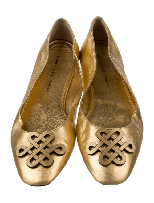 Diane von Furstenberg Embossed Leather Eyelet Trim Ballet Flats