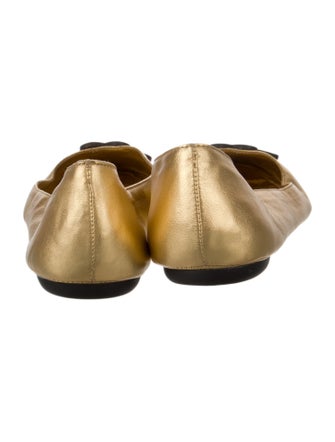 Diane von Furstenberg Embossed Leather Eyelet Trim Ballet Flats