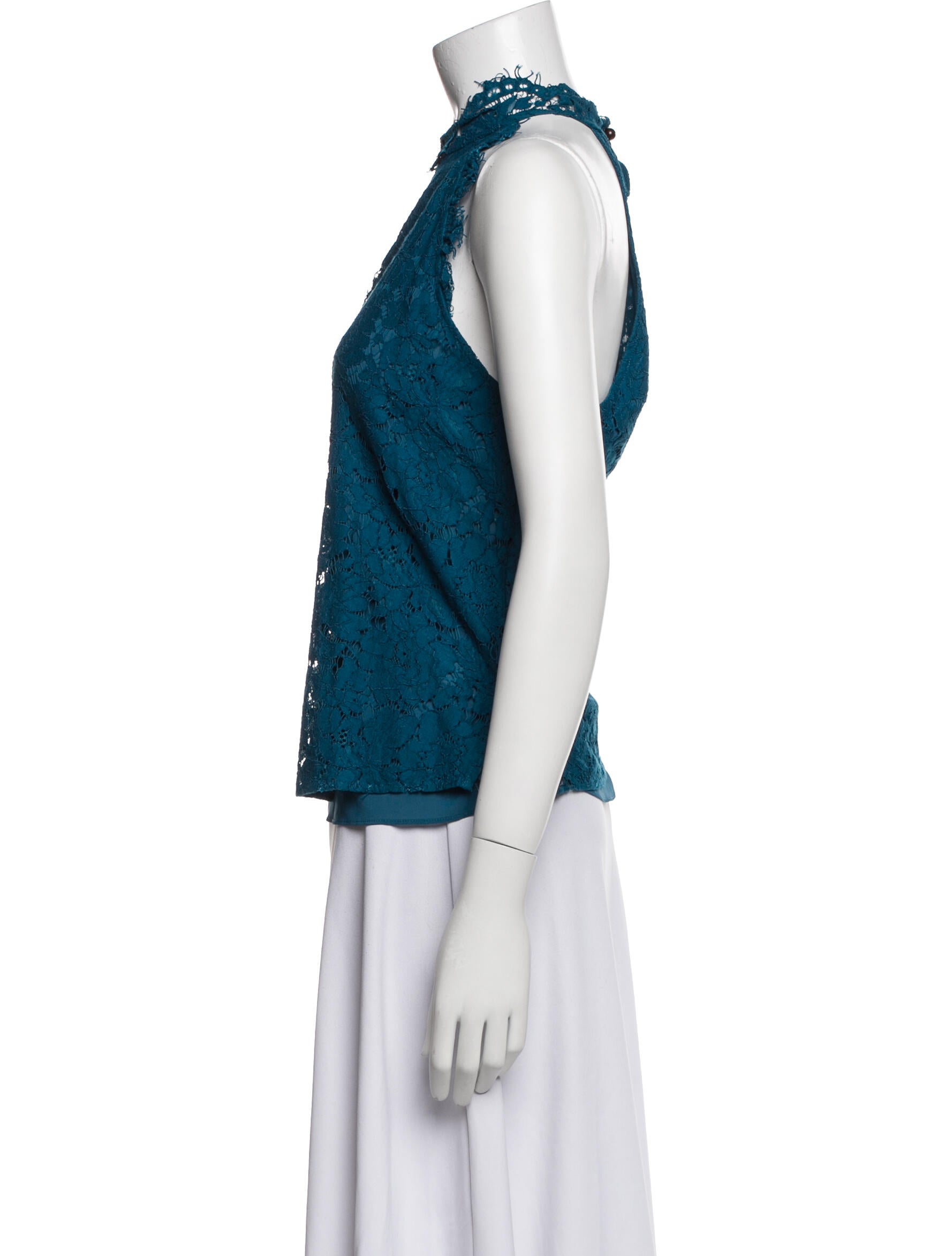 Diane von Furstenberg Lace Pattern Mock Neck Top