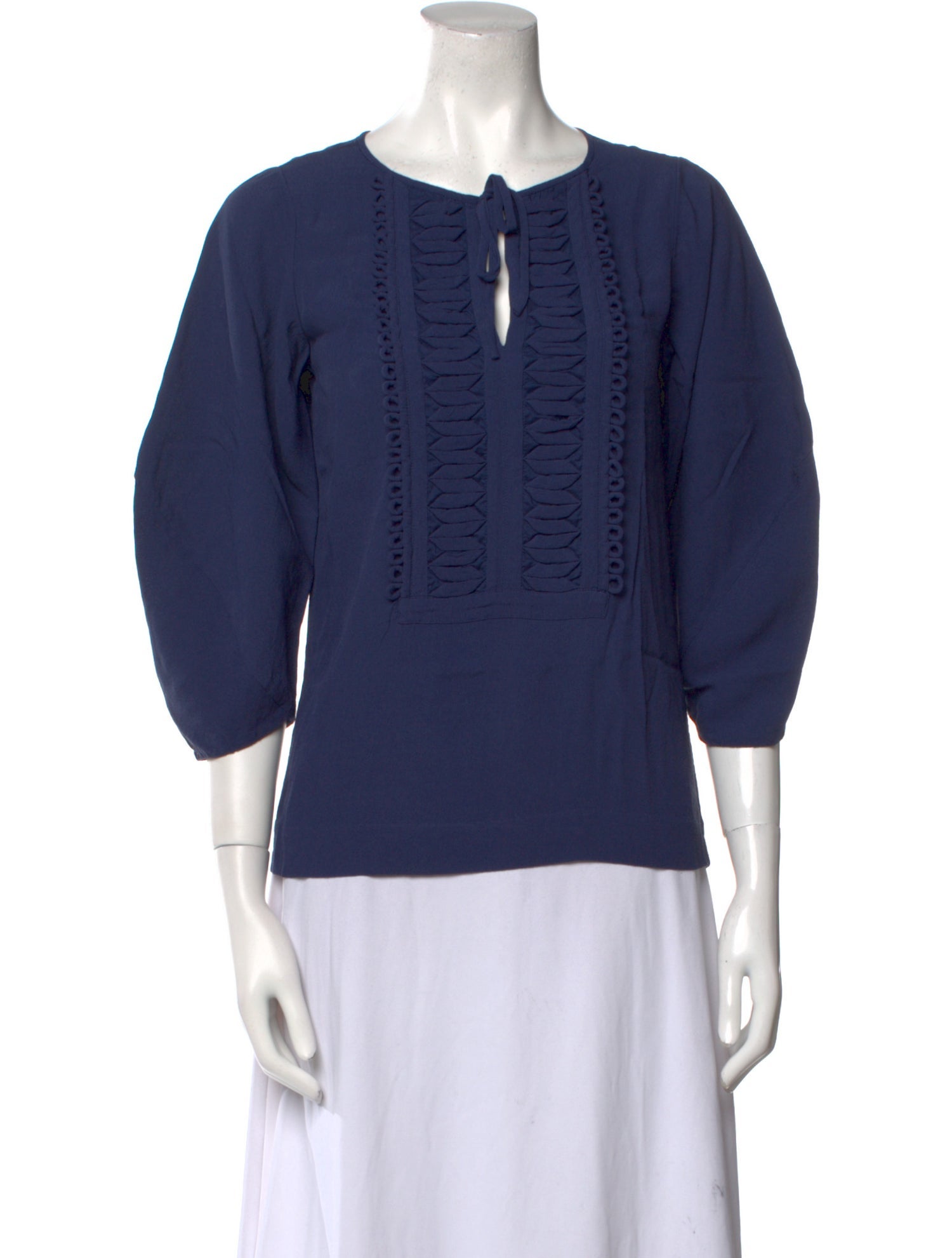 Diane von Furstenberg Tie Neck Three-Quarter Sleeve Blouse